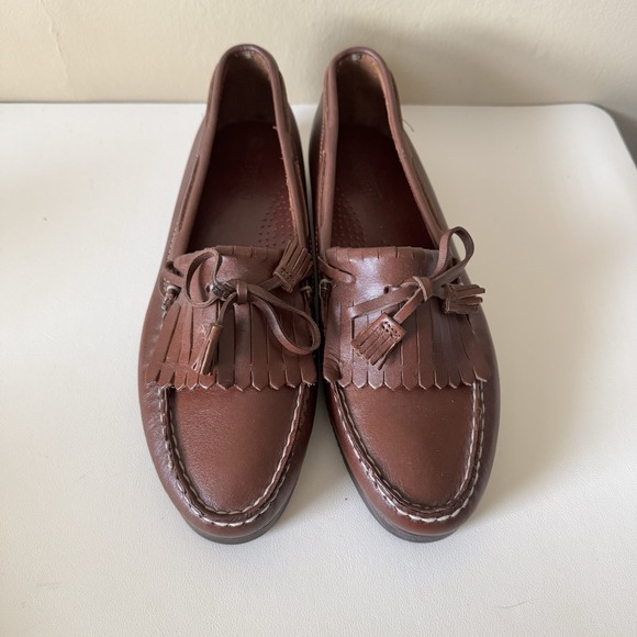 Vintage Dexter Women's Brown Leather Loafers US 7 Tassels Academia Office Prep - Picture 5 of 9
